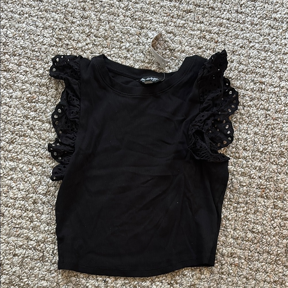 Miss Selfridge Black Ruffled Sleeveless Blouse